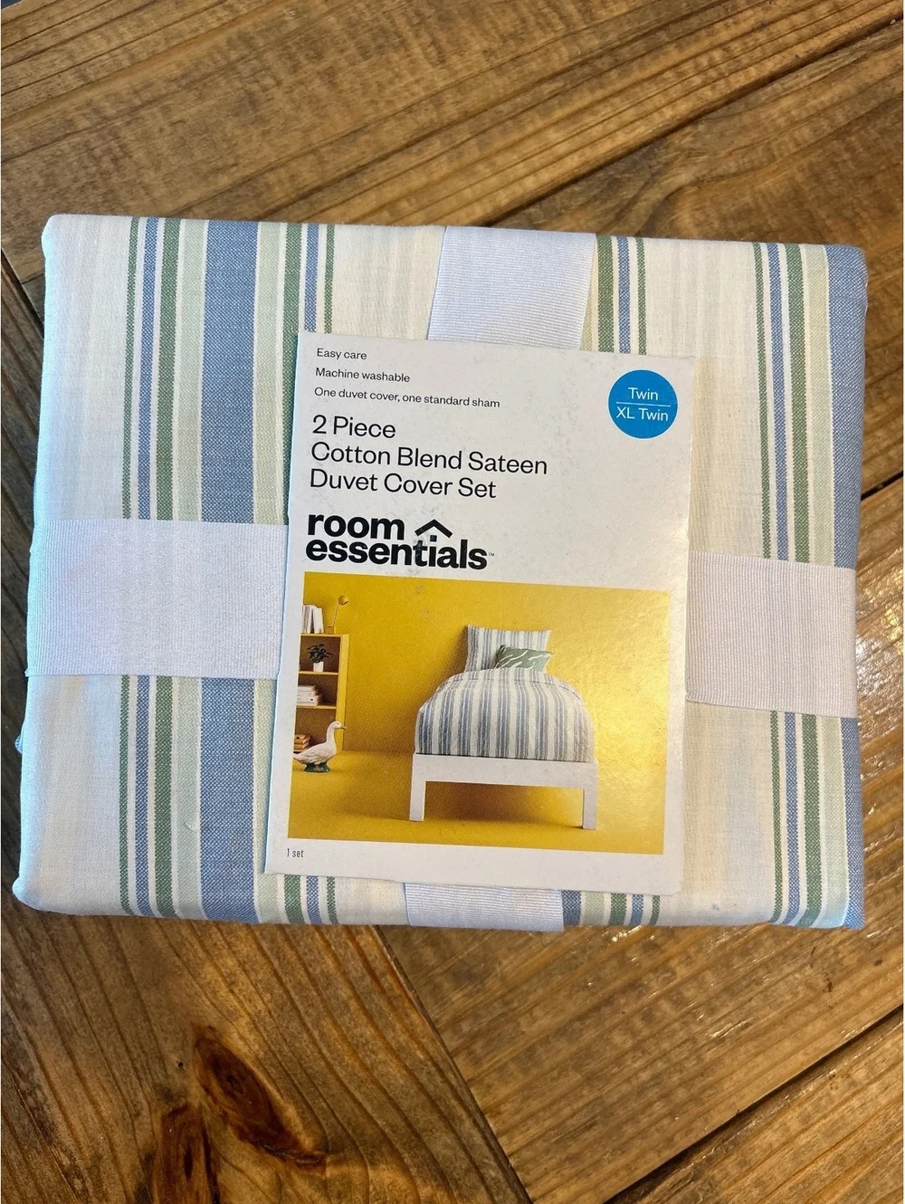 New room essentials 2 Piece Cotton Blend Sateen Duvet Cover Set Twin Bed